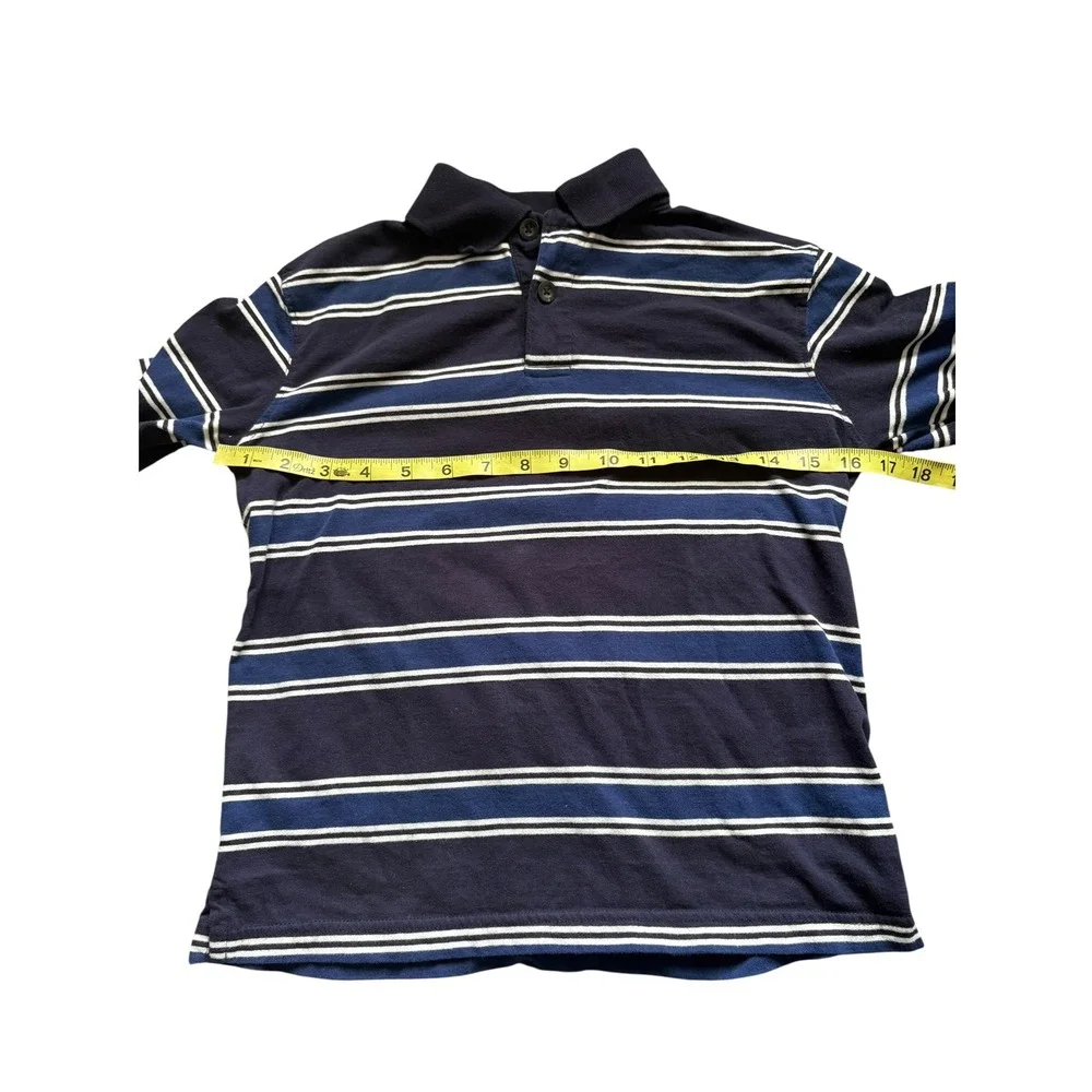 The Children's Place Boys Polo‎ Shirt Size M 7/8 Blue Striped Long Sleeve Cotton